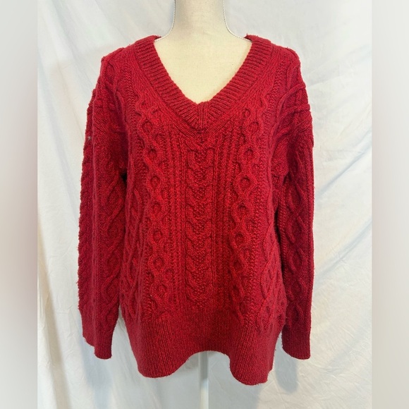 Vince Cashmere Wool V-Neck Sweater in Rich Red Medium - Picture 1 of 7